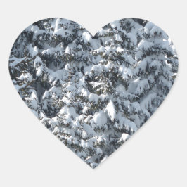 Snö Fir Träd Struktur Hjärtformat Klistermärke