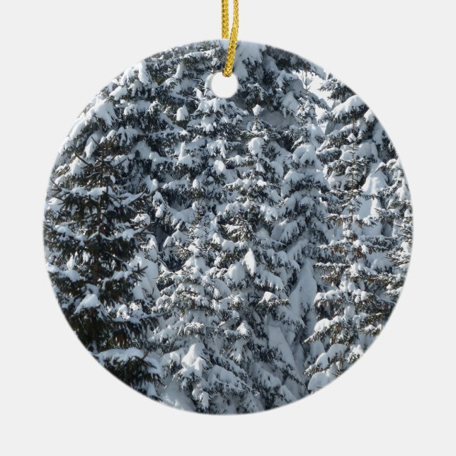 Snö Fir Träd Struktur Julgransprydnad Keramik (Framsidan)