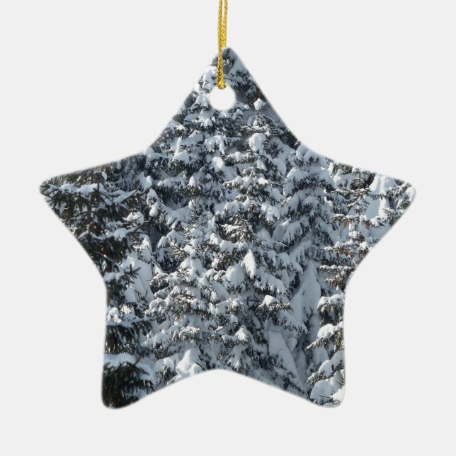 Snö Fir Träd Struktur Julgransprydnad Keramik (Framsidan)