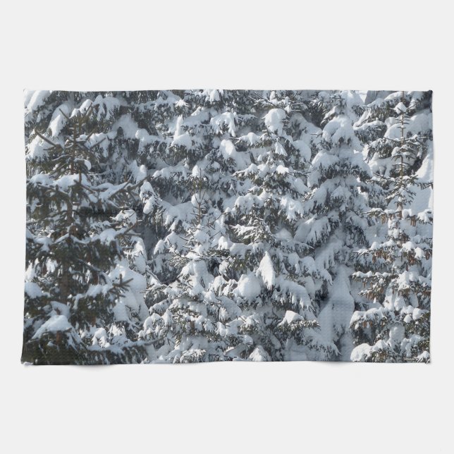 Snö Fir Träd Struktur Kökshandduk (Horisontell)