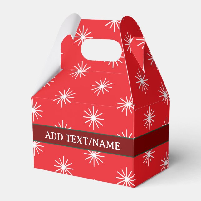 Snö Flake Mönster i Röda Grönten White Presentaskar (Framsidan Sidan)