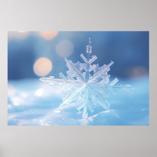Snö Flake Nature Serene Tranquil Peace Poster