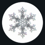 Snö flake runt klistermärke<br><div class="desc">Foto av snö flake</div>
