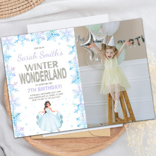 Snö flake Winter Wonderland-inbjudan med foto Inbjudningar