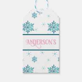 Snö Flakes | Anpassningsbar Family Namn Presentetikett