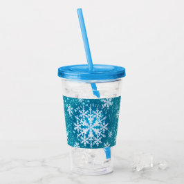 Snö Flakes Aqua White Acrylic Tumbler Take Away Mugg
