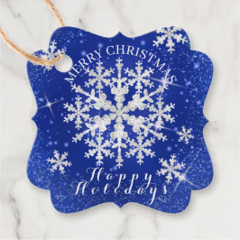 Snö Flakes Blue White Gåvor Etiketter