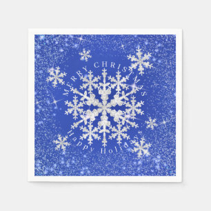 Snö Flakes Blue White Pappersservett