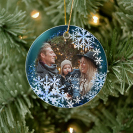 Snö Flakes Fototurkos Julgransprydnad Keramik