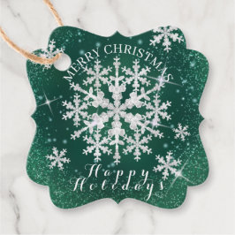 Snö Flakes Grönt White Gåvor Etiketter
