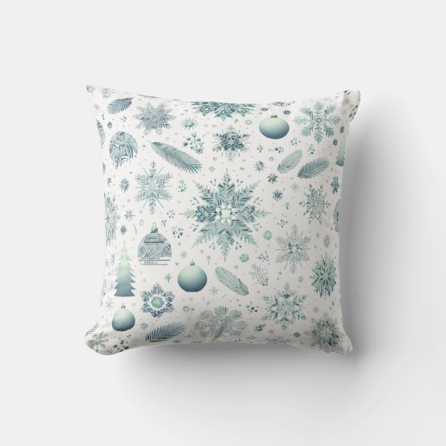 Snö Flakes jul Dekorativ kudde (Framsida)