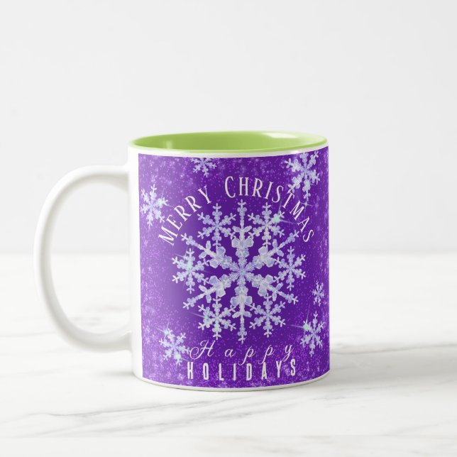 Snö Flakes Lila 2-tonkaffe Mugg (Vänster)