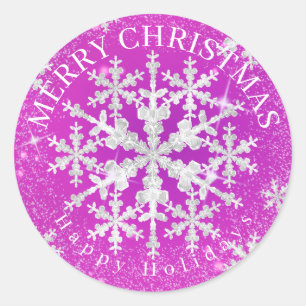 Snö Flakes Magenta Runt Klistermärke