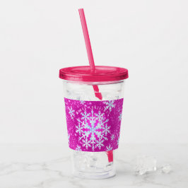 Snö Flakes Magenta Vitakryl Tumbler Take Away Mugg