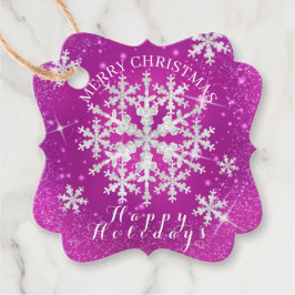 Snö Flakes Magenta White Gåvor Etiketter