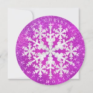 Snö Flakes Magenta White Julkort