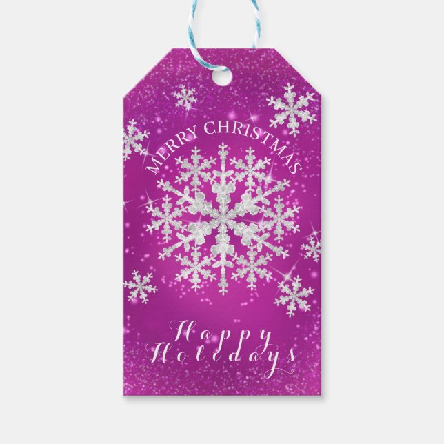 Snö Flakes Magenta White Presentetikett (Framsidan)