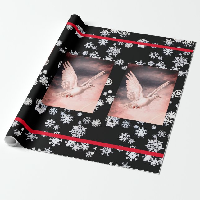 SNÖ FLAKES OCH FRED DOVES CHRISTMAS GIFT Papper Presentpapper (Utrullad)