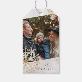 Snö Flakes Photo White Presentetikett