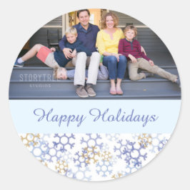 Snö Flakes Sticker Runt Klistermärke