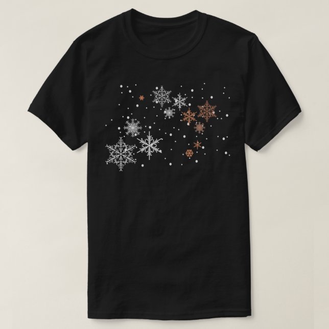 Snö Flakes Vit ros jul Julafton Party Goer G T Shirt (Design framsida)
