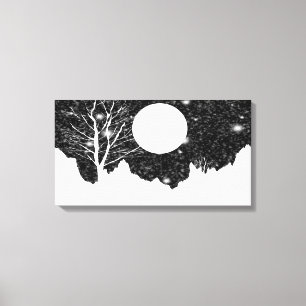 Snö flammor på en månbelyst natt Wrapped Canvas