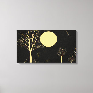 Snö flammor på en månbelyst natt Wrapped Canvas