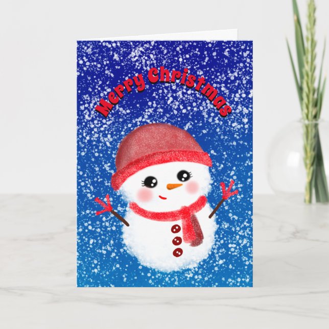 Snö flicka God jul Helgkort (Framsida)