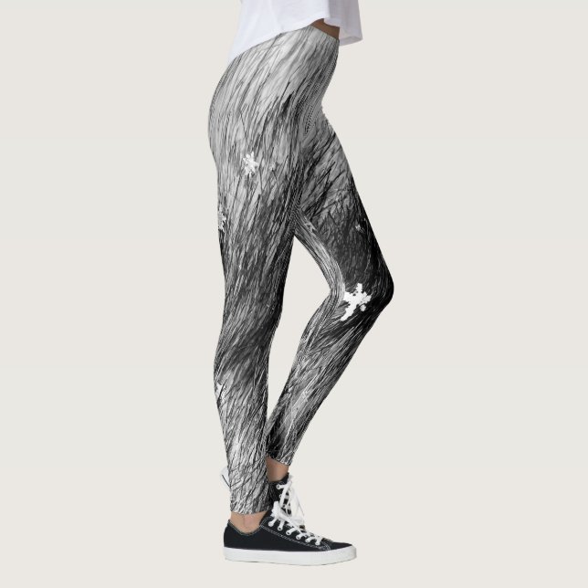 Snö flingor på Grönland Sled Hundar Päls Leggings (Höger)