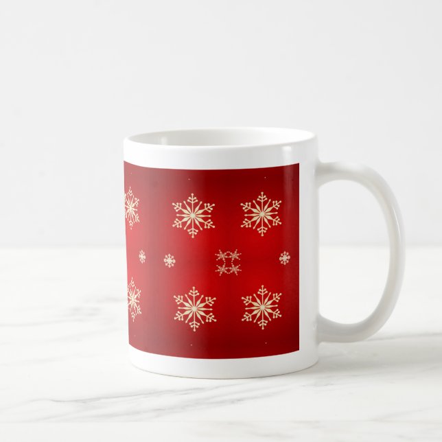 Snö flingor på röd kaffemugg (Höger)