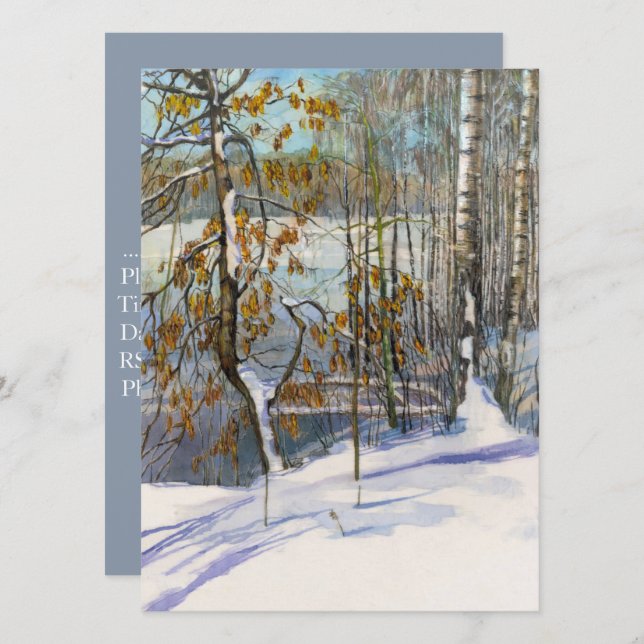 Snö föll vattenfärgen inbjudningar (Fram/baksida)