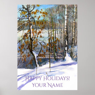 Snö föll Vattenfärgmålning Poster