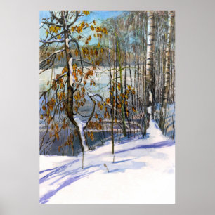 Snö föll Vattenfärgmålning Poster