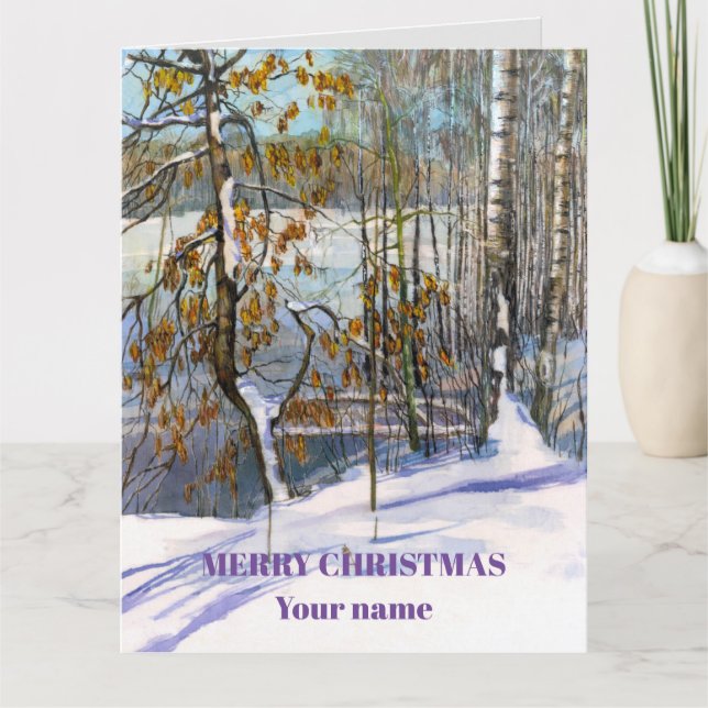 Snö föll Vattenfärgmålning Tack Kort (Framsida)