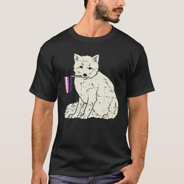 Snö Fox Genderfluid Flagga Pride icke-binärt HBT A T Shirt (Framsida)