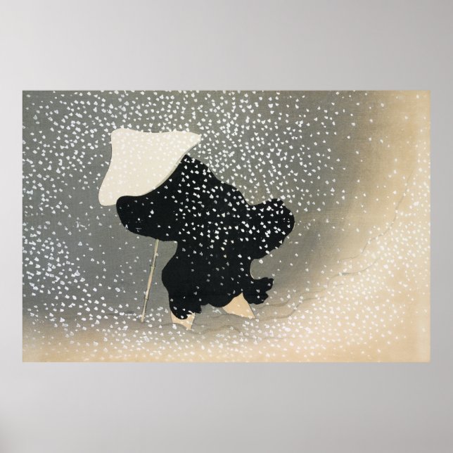 Snö från Momoyogusa (ca. 1909) av Kamisaka Sekka Poster (Framsidan)