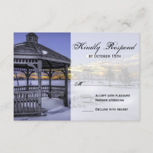 Snö Gazebo Träd Sunset Winter Wedding OSA kort