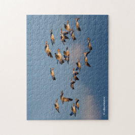 Snö Geese i Sunset Flight Pussel