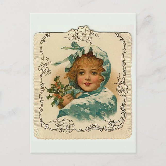 snö Girl julvykort Helg Vykort (Framsida)