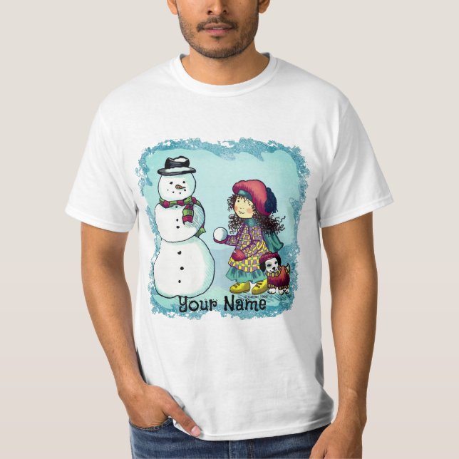 snö Girl Snögubbe t-shirts (Framsida)