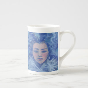 Snö Girl, vinterfantasi, jul nyår Benporslin Mugg