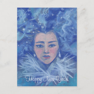 Snö Girl, vinterfantasi, jul nyår Helg Vykort
