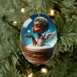 Snö Globe Angel, Ornament, Kisses, Angel Julgransprydnad Keramik