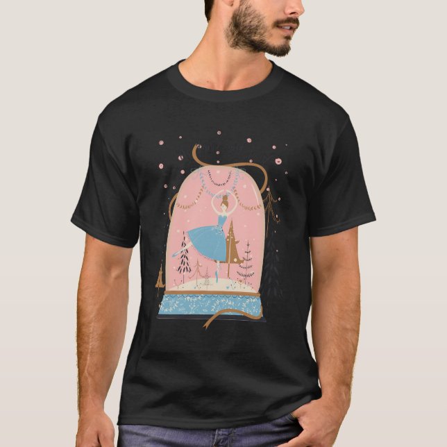 Snö Globe Ballerina Ballet Dancer jul Holid T Shirt (Framsida)