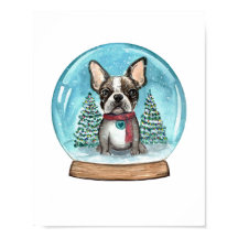 Snö Globe Boston Terrier Art-utskrift