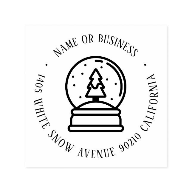 Snö Globe jul Mail Namn och Returadress Självfärgande Stämpel (Design)