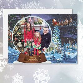Snö Globe-julfamiljen Kids Photo Helgdag Julkort