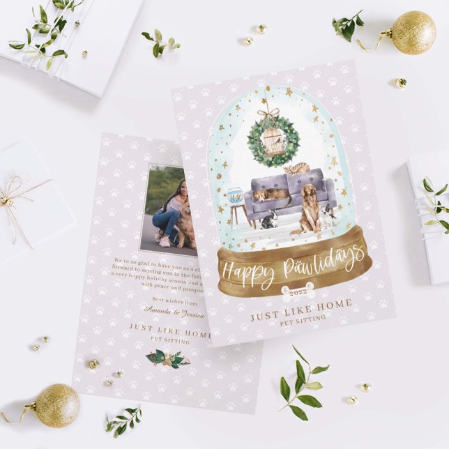 Snö Globe Lila Couch Home Pet Sitta Business Julkort (Skapare uppladdad)