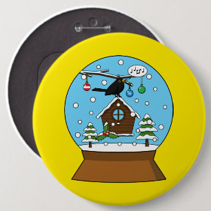 Snö Globe med Blackbird Singing Knapp