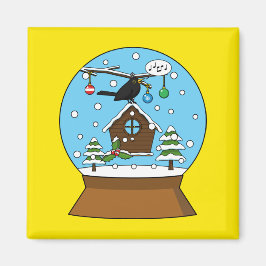 Snö Globe med Blackbird Singing Magnet